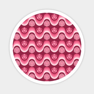 Retro Inspired D20 Dice and Color Wave Seamless Pattern - Pink Magnet